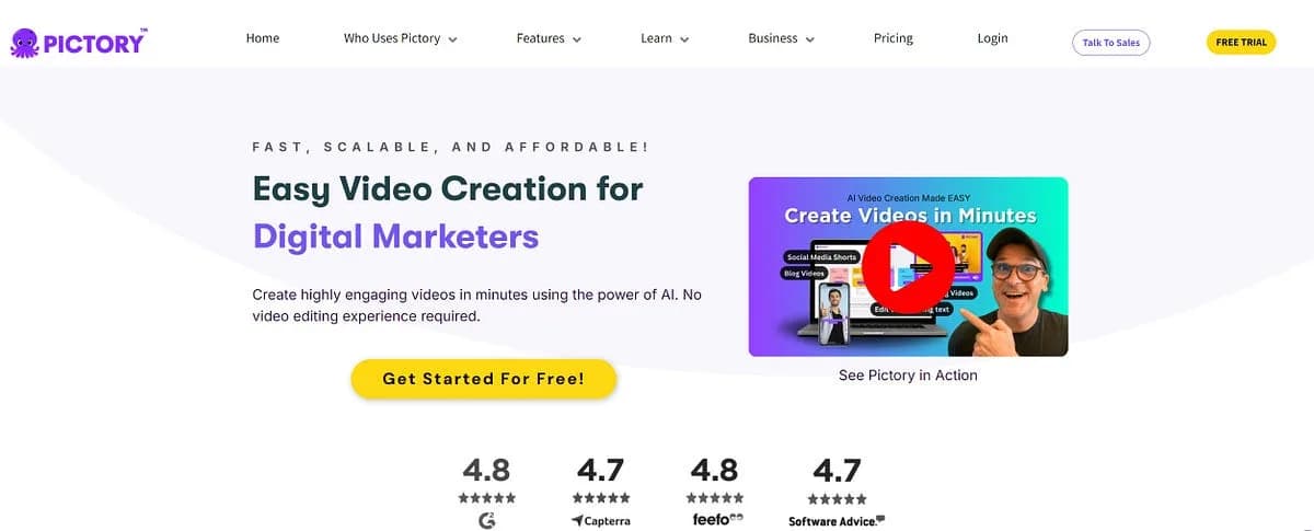 Pictory AI Dashboard