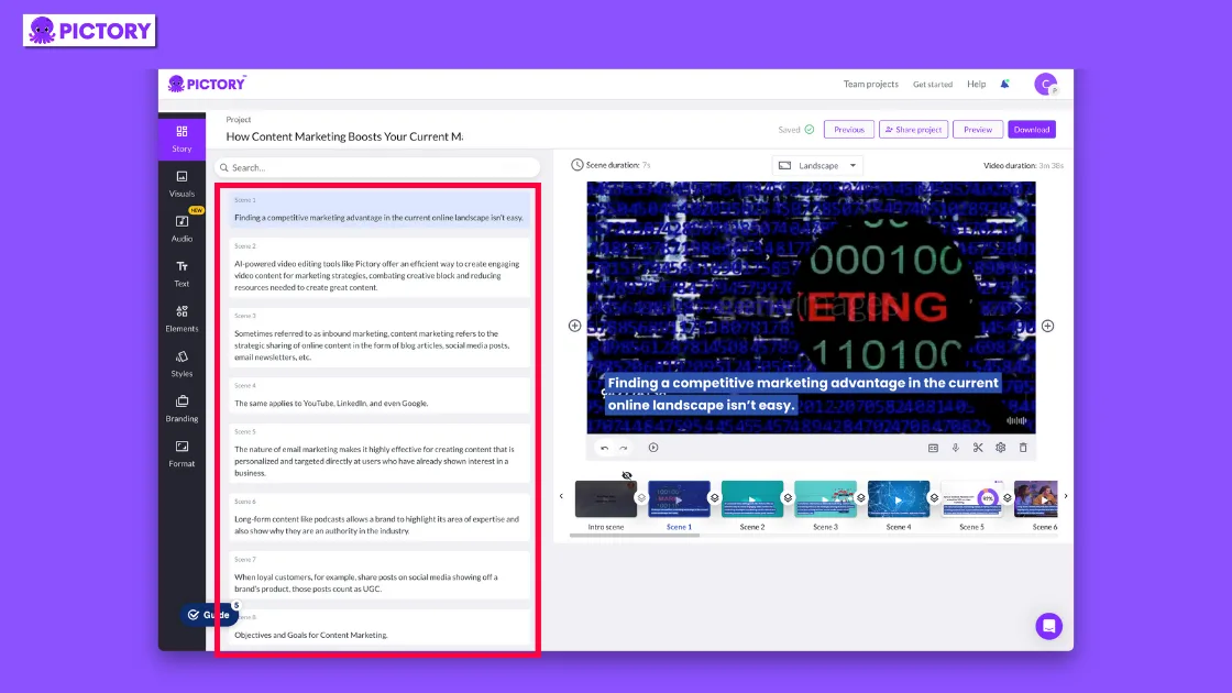 Pictory AI video editor