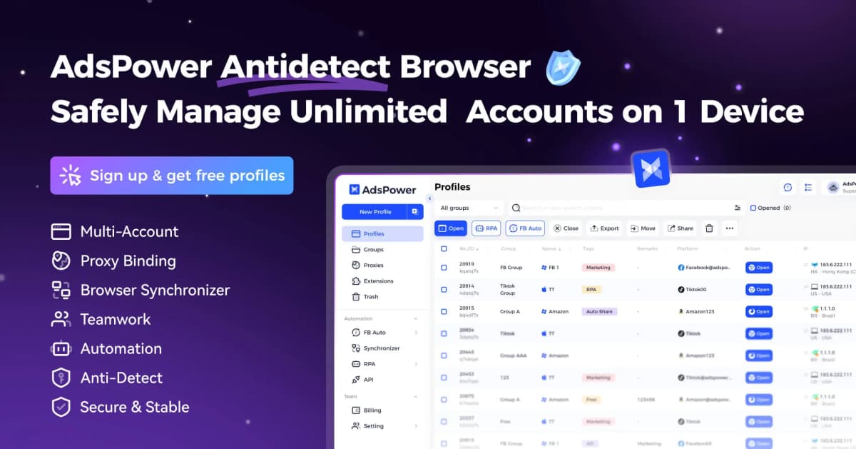 AdsPower fingerprint settings